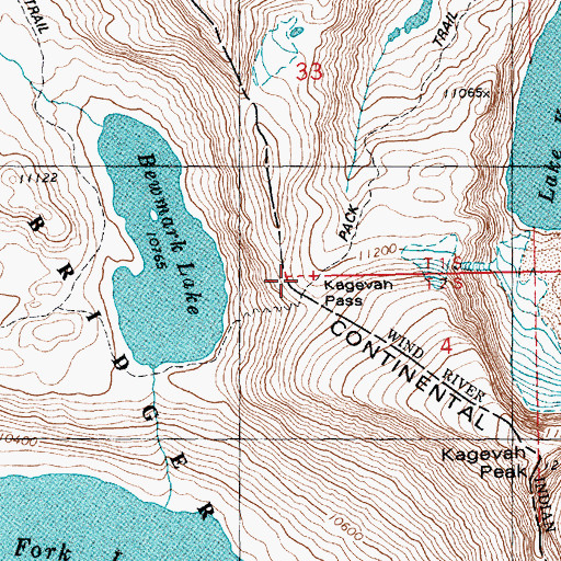 Topographic Map of Kagevah Pass, WY