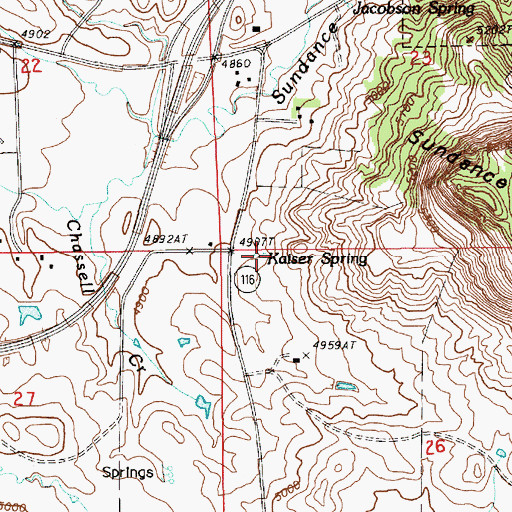 Topographic Map of Kaiser Spring, WY