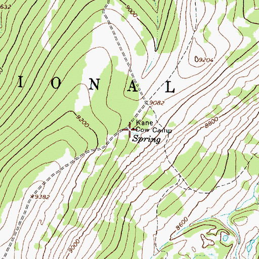 Topographic Map of Kane Cow Camp, WY