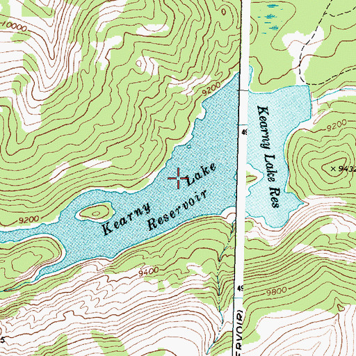 Topographic Map of Kearny Lake Reservoir, WY