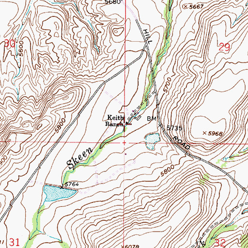 Topographic Map of Keith Ranch, WY