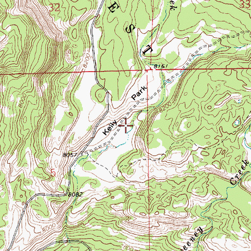 Topographic Map of Kelly Park, WY