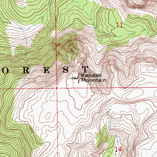 Topographic Map of Kendall Mountain, WY