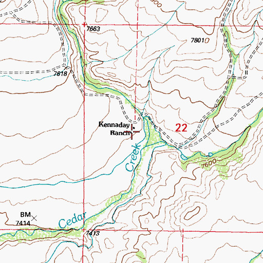 Topographic Map of Kennaday Ranch, WY