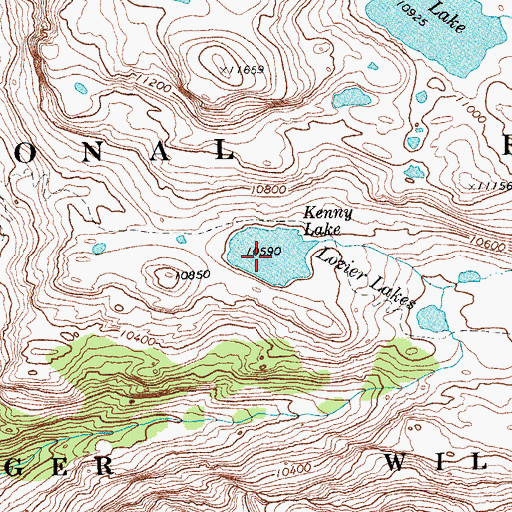 Topographic Map of Kenny Lake, WY