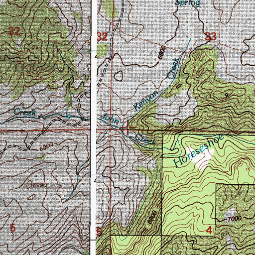 Topographic Map of Kenyon Creek, WY