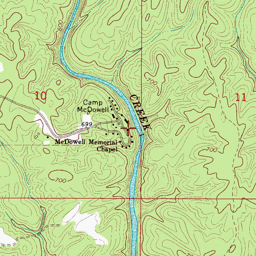 Topographic Map of McDowell Memorial Chapel, AL