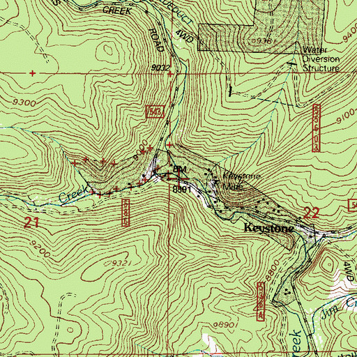 Topographic Map of Keystone Creek, WY