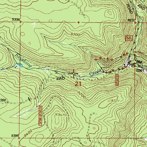 Topographic Map of Keystone Guard Station, WY