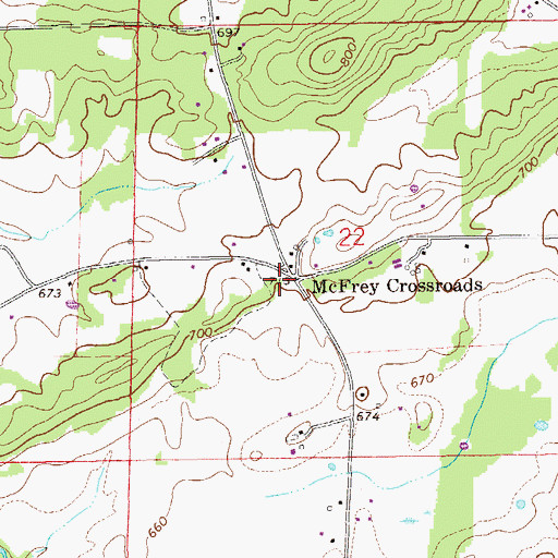 Topographic Map of McFrey Crossroads, AL
