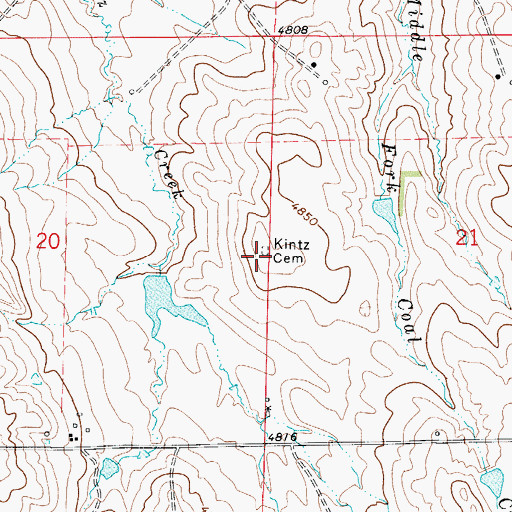 Topographic Map of Kintz Cemetery, WY
