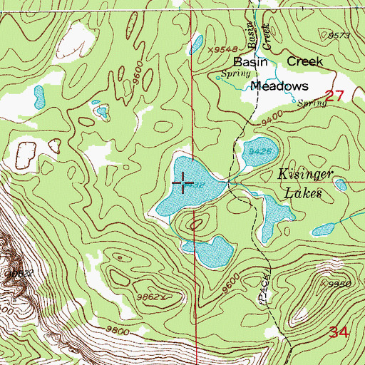 Topographic Map of Kisinger Lakes, WY