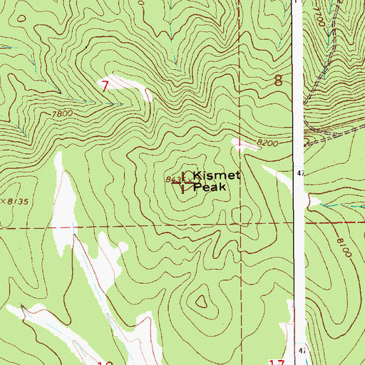 Topographic Map of Kismet Peak, WY