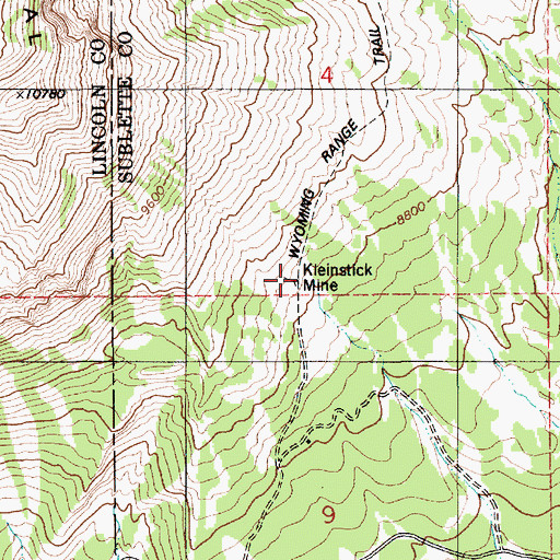 Topographic Map of Kleinstick Mine, WY