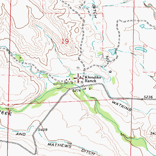 Topographic Map of Klondike Ranch, WY
