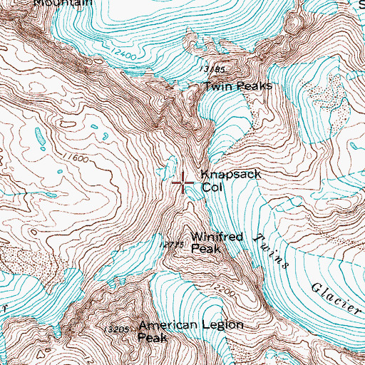 Topographic Map of Knapsack Col, WY