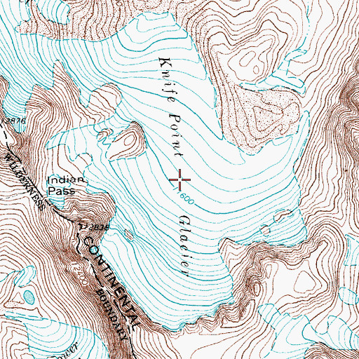 Topographic Map of Knife Point Glacier, WY