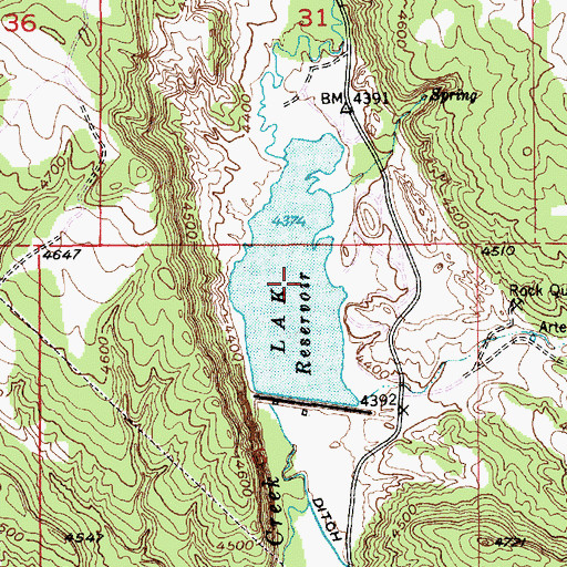 Topographic Map of L A K Reservoir, WY