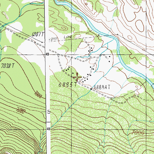 Topographic Map of L Bar Ranch, WY