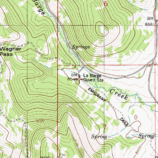 Topographic Map of LaBarge Guard Station, WY