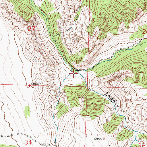 Topographic Map of Laddie Creek, WY