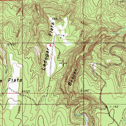 Topographic Map of Ledogar Flats, WY
