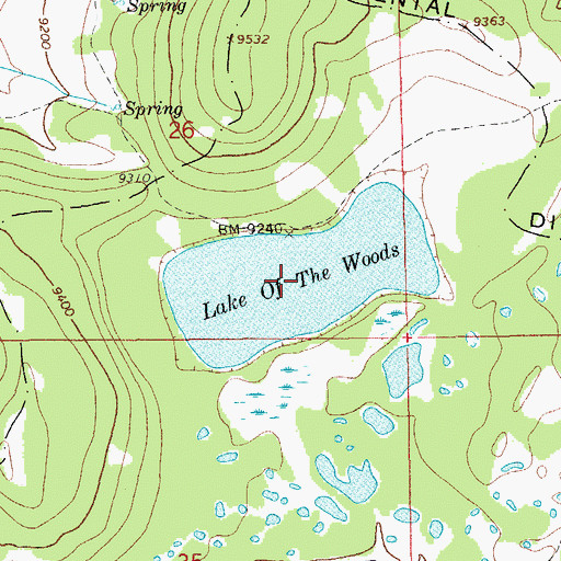 Topographic Map of Lake of the Woods, WY