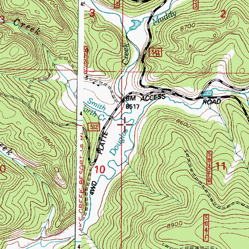 Topographic Map of Lake Creek, WY