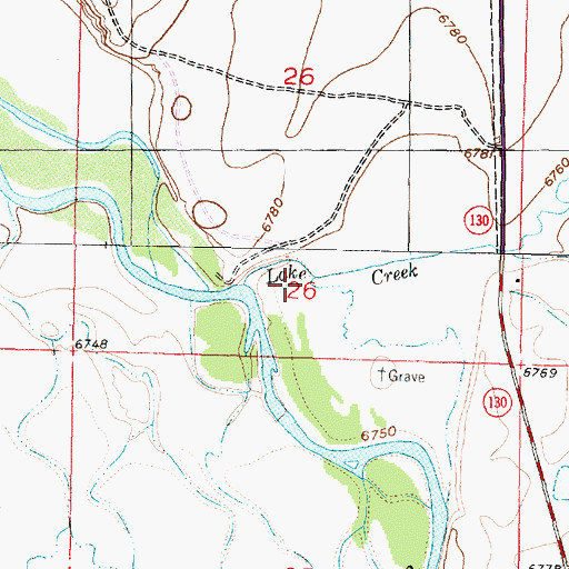 Topographic Map of Lake Creek, WY