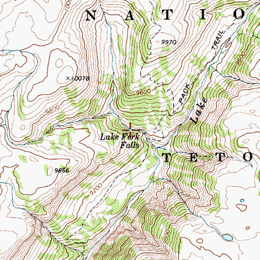 Topographic Map of Lake Fork Falls, WY