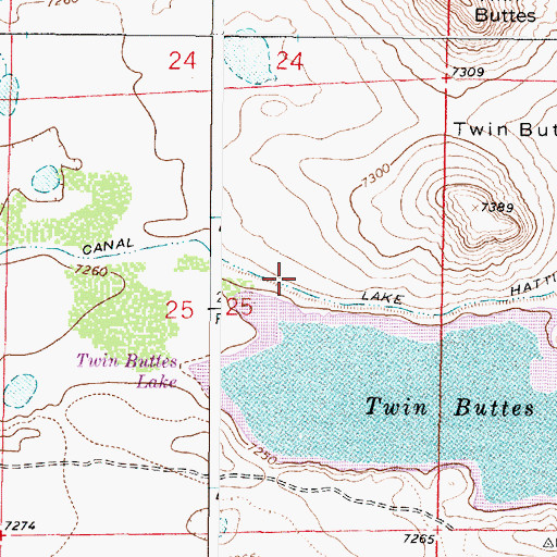 Topographic Map of Lake Hattie Canal, WY