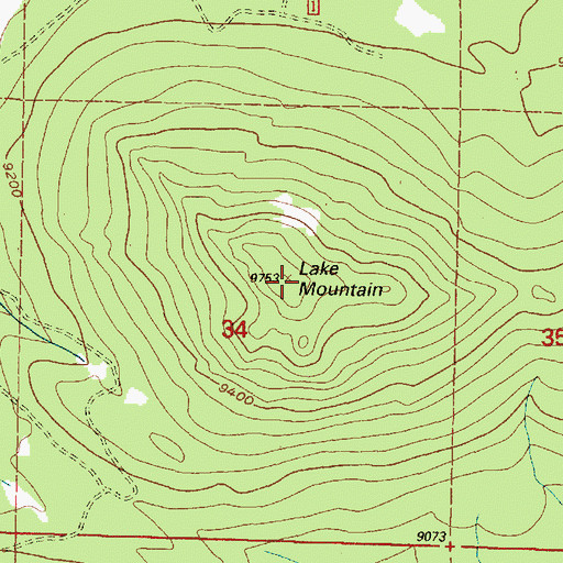 Topographic Map of Lake Mountain, WY