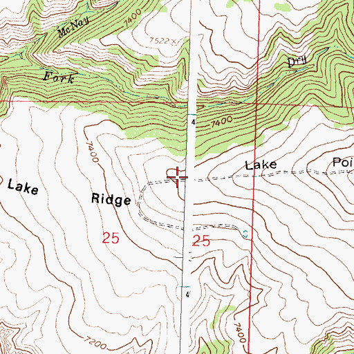 Topographic Map of Lake Ridge, WY