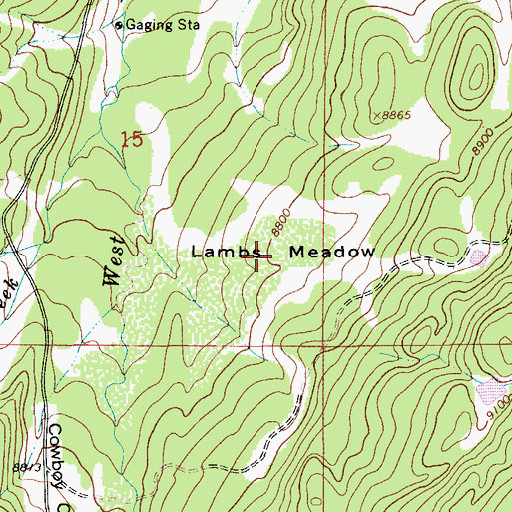 Topographic Map of Lambs Meadow, WY