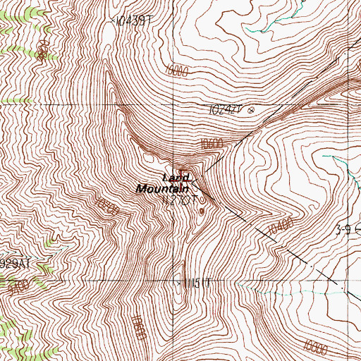 Topographic Map of Land Mountain, WY