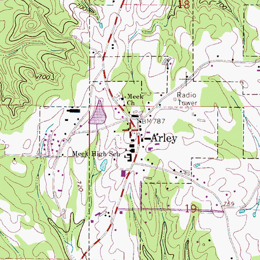 Topographic Map of Meek High School, AL