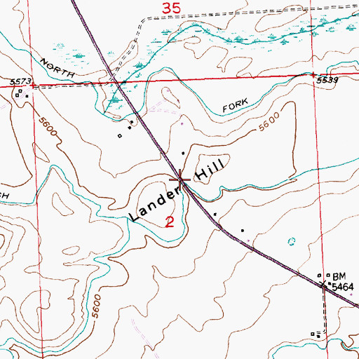 Topographic Map of Lander Hill, WY