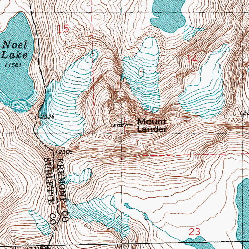 Topographic Map of Mount Lander, WY