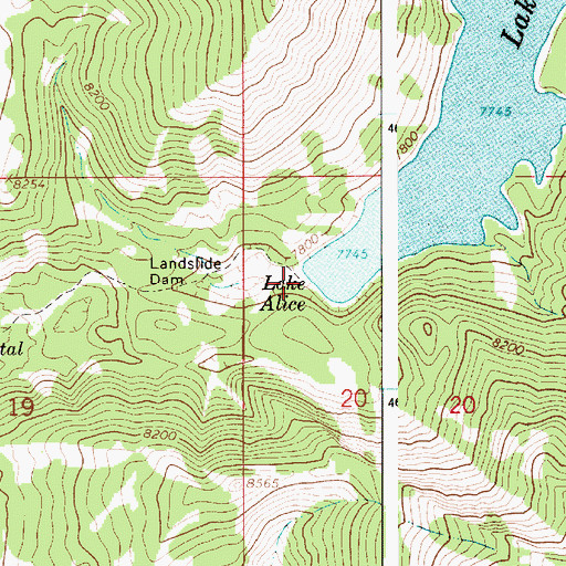 Topographic Map of Landslide Dam, WY