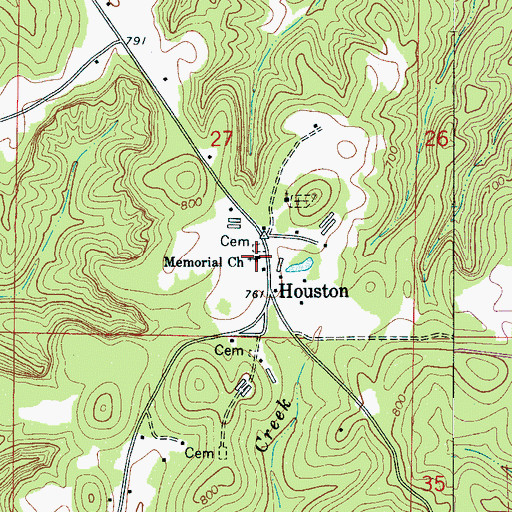 Topographic Map of Memorial Church, AL