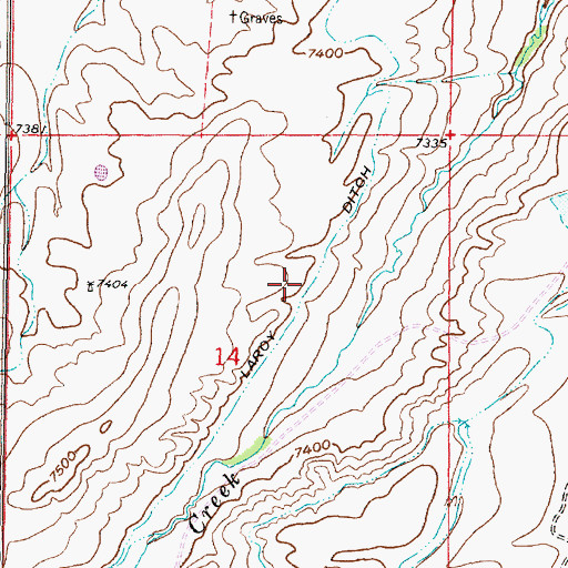 Topographic Map of Laroy Ditch, WY
