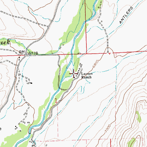 Topographic Map of Larson Ranch, WY