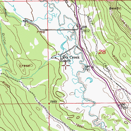 Topographic Map of Lava Creek, WY