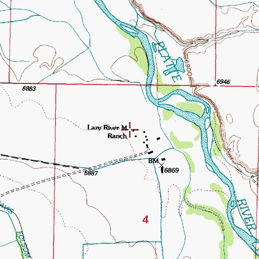 Topographic Map of Lazy River M Ranch, WY
