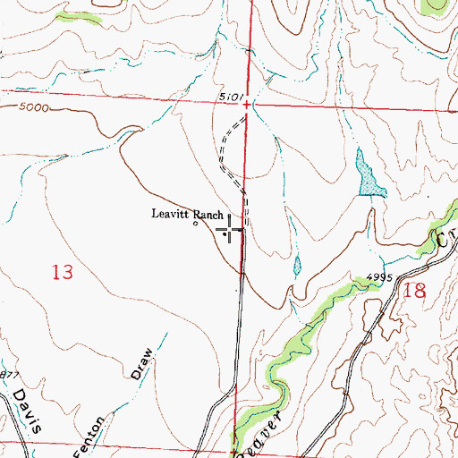 Topographic Map of Leavitt Ranch, WY
