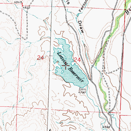 Topographic Map of Leavitt Reservoir, WY