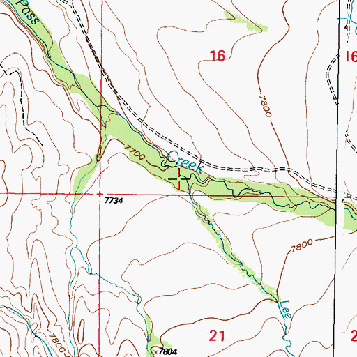 Topographic Map of Lee Creek, WY