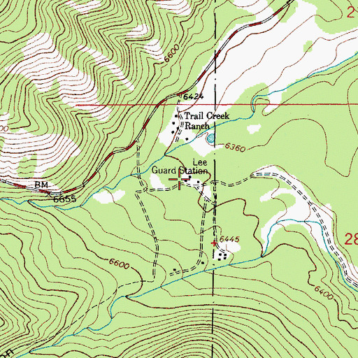 Topographic Map of Lee Guard Station, WY