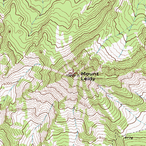Topographic Map of Mount Leidy, WY