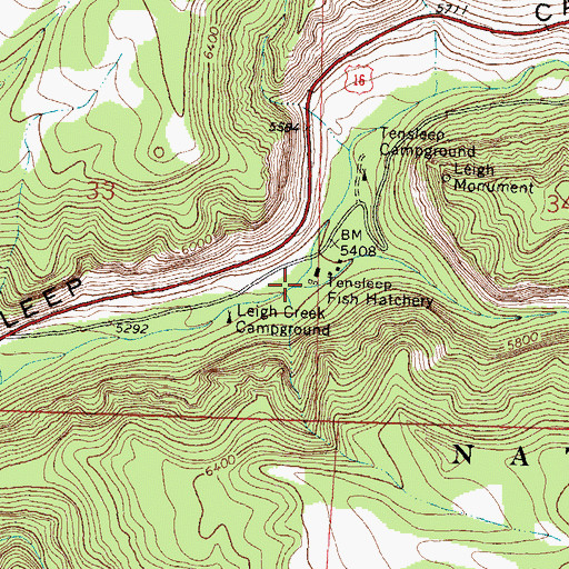 Topographic Map of Leigh Creek, WY
